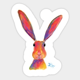 HaRe RaBBiT BuNNY PRiNT ' ALL eaRS ' BY SHiRLeY MacARTHuR Sticker